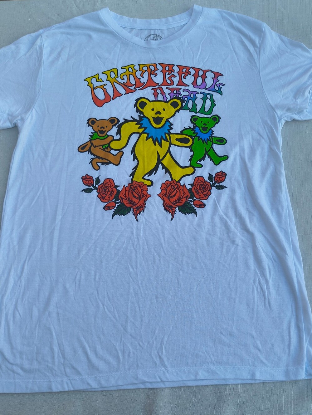 2020 White Grateful Dead Multi-Colored Bears Graphic T-Shirt